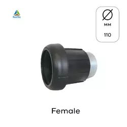 Коннектор пластиковый 110 мм с металлической резьбой 4" female-мама