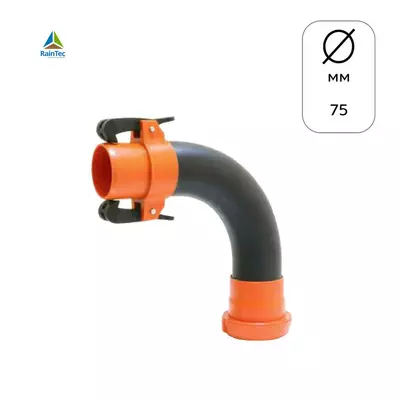 Отвод 75 мм угловой водопроводный с замковым креплением